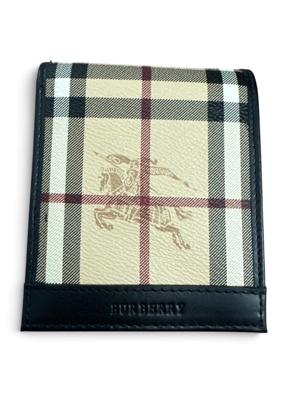 Burberry Beige Vintage Check Card & Key Holder with Black Trim